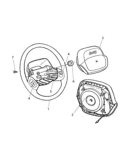 1997 Jeep Cherokee Steering Wheel Diagram for 5DR10TAZ