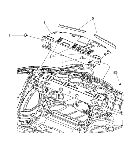 2012 Dodge Charger Rear Shelf Panel of Interior Trim Diagram