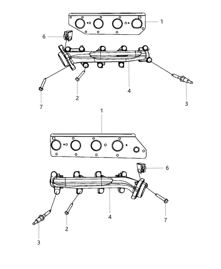 2008 Dodge Ram 1500 Exhaust Manifold & Exhaust Manifold Heat Shield Diagram 2 - Thumbnail