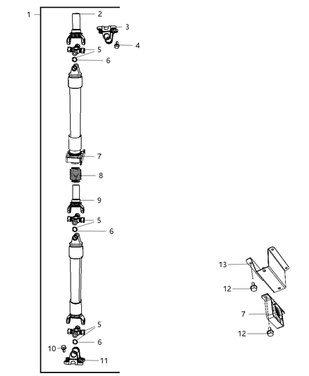 2009 Dodge Ram 3500 Cab Chassis Shaft - Drive Rear Diagram 1 - Thumbnail