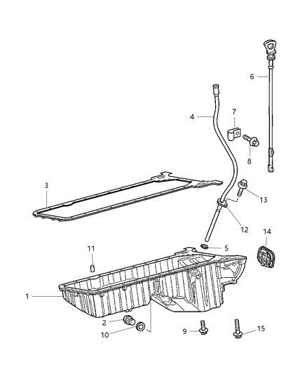 2009 Chrysler PT Cruiser Engine Oil Pan & Engine Oil Level Indicator & Related Parts Diagram 1 - Thumbnail