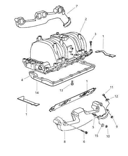 2001 Dodge Ram Wagon Manifolds - Intake & Exhaust Diagram 3 - Thumbnail