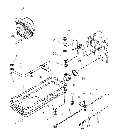1998 Dodge Ram 3500 Regular Cab Engine Oiling Diagram 2 - Thumbnail