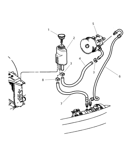 2000 Jeep Cherokee Power Steering Hoses And Reservoir Diagram 3 - Thumbnail