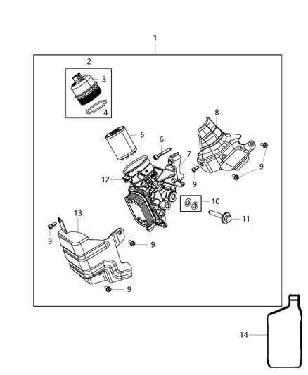 2018 Jeep Compass Engine Oil Filter And Housing / Cooler And Adapter Diagram 1 - Thumbnail