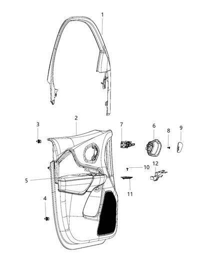 2019 Jeep Cherokee Handle, Inside, Front Inner Passenger Side Diagram for 6CK52SZ6AB