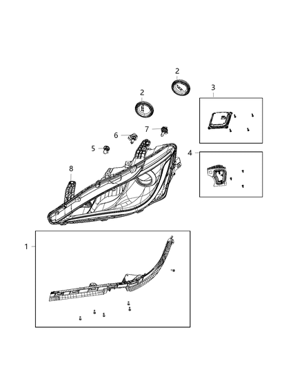 2020 Chrysler Voyager Parts, Headlamp Service Diagram 2 - Thumbnail