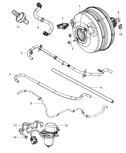 2013 Chrysler 300 Brake Booster Diagram for 68089129AB