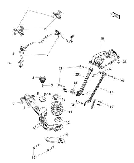 2017 Ram ProMaster City Lower Control Arm Bolt Diagram for 68263175AA