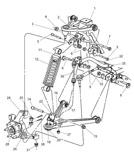 2003 Dodge Viper Bolt Control Arm Cam Diagram for 6036468AA