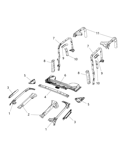 2018 Jeep Wrangler JK (Previous-generation) Aperture Panel, Sport Bar Diagram 1 - Thumbnail