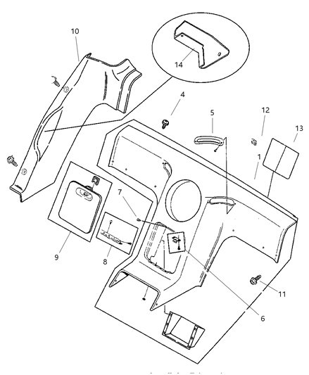 1999 Dodge Viper Quarter & Rear Bulkhead Panels Diagram 1 - Thumbnail