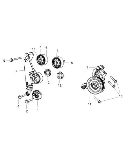 2014 Jeep Wrangler Pulley & Related Parts Diagram 2 - Thumbnail