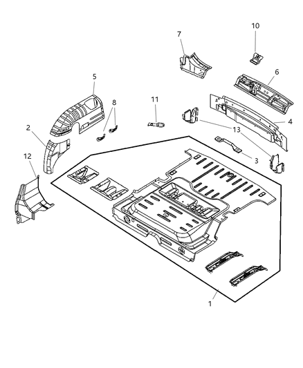 2010 Chrysler PT Cruiser Floor, Rear Diagram for 5016289AF