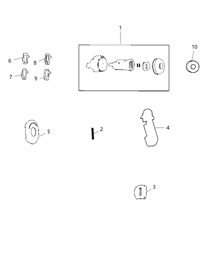 2020 Dodge Challenger Front Door Lock Cylinders & Related Parts Diagram