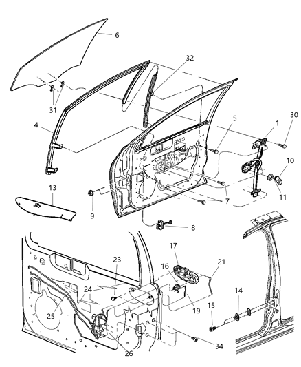 2004 Dodge Neon Latch Front Door Diagram for 5008621AB