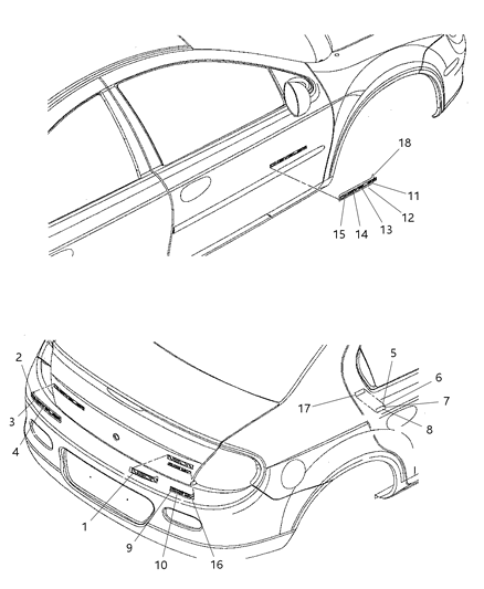 2001 Dodge Neon Nameplate, Front Diagram for 4805630AA