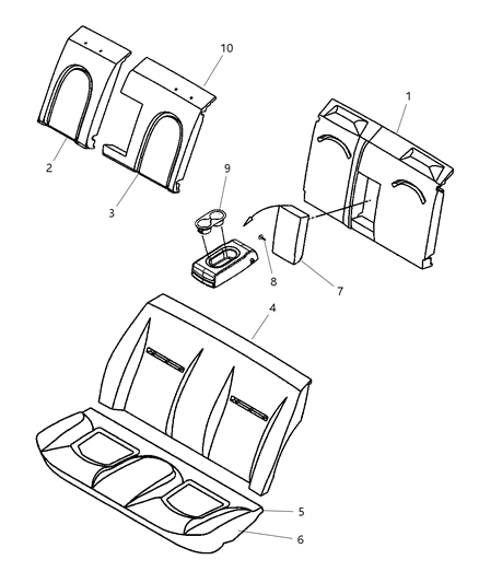 2001 Dodge Intrepid Armrest, Sandstone / Taupe, Rear Center Diagram for TB871T5AA