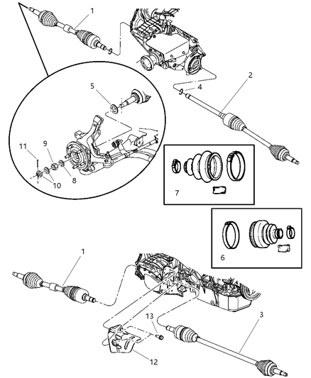 2005 Chrysler Pacifica Inner Boot, Front Passenger Side Diagram for 5017781AA