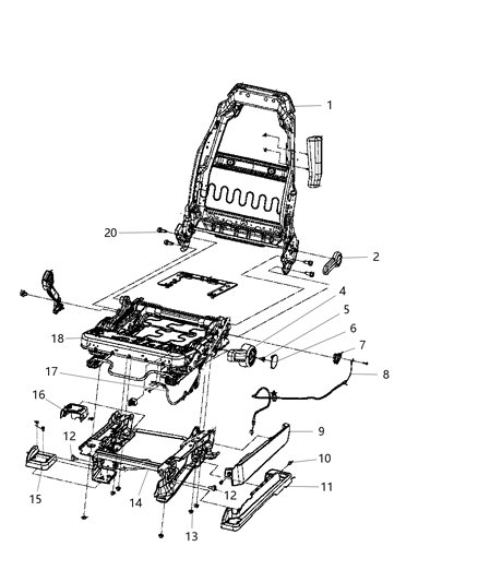 2015 Jeep Wrangler Adjusters, Recliners & Shields - Driver Seat Diagram 1 - Thumbnail