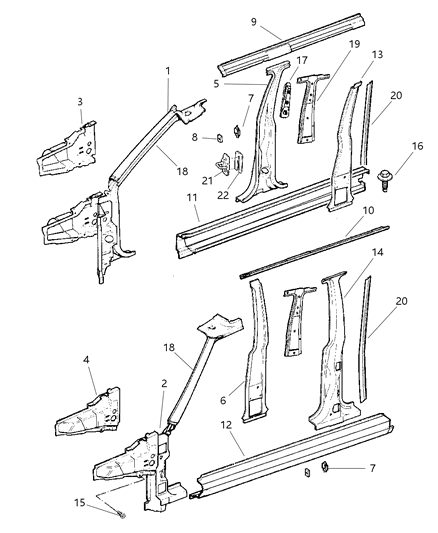 2001 Jeep Cherokee Aperture Panel - Panels, Body Side Diagram 1 - Thumbnail