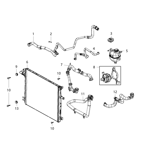 2021 Jeep Wrangler Hose Coolant Bottle Outlet Diagram for 68302650AC