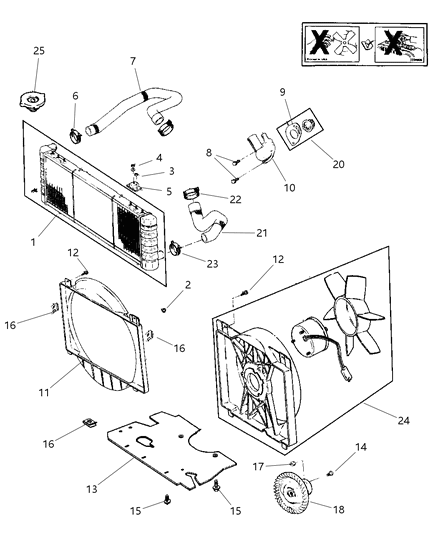 1997 Jeep Cherokee Radiator & Related Parts Diagram 3 - Thumbnail