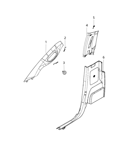 2019 Ram 1500 Cap B - Pillar Diagram for 1SJ07BD1AA