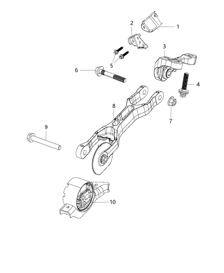 2019 Jeep Cherokee Engine Mounting Front / Rear Diagram 2 - Thumbnail