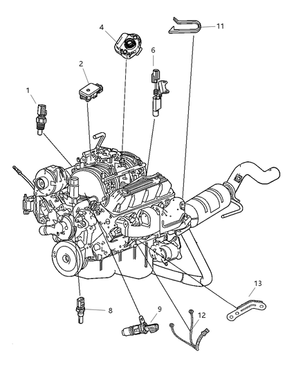 2006 Dodge Dakota Sensors - Engine Diagram 2 - Thumbnail