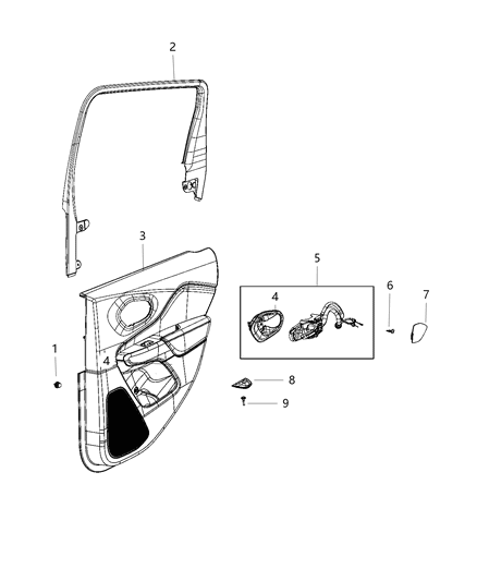 2021 Jeep Cherokee Rear Door Trim Panel Diagram