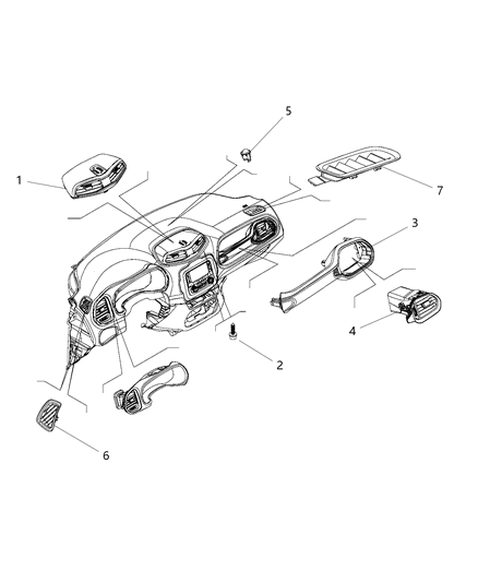 2016 Jeep Renegade Outlet A/C & Heater Center Diagram for 5UV78LXHAA