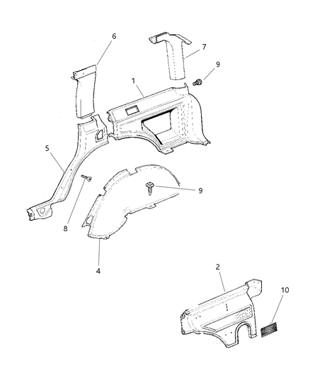 1999 Jeep Cherokee Panels - Interior Trim, Rear Diagram 2 - Thumbnail