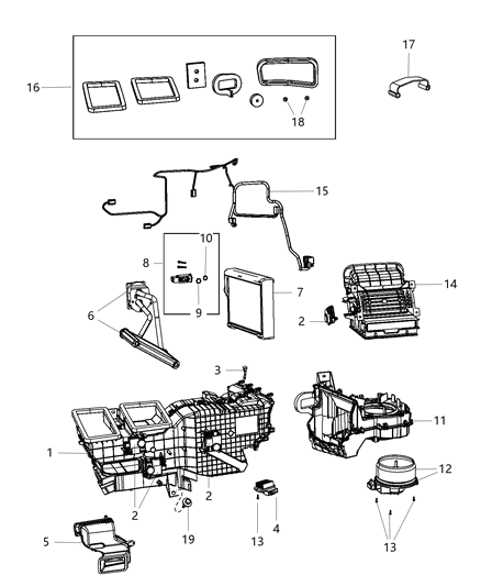 2013 Ram 3500 Pickup A/C & Heater Unit Zone Diagram