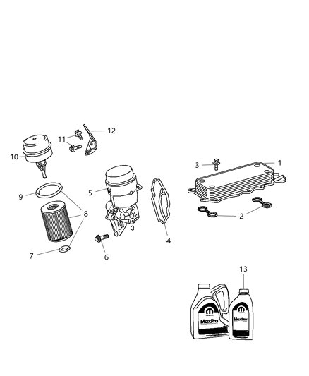 2009 Dodge Sprinter 3500 Engine Oil Filter & Adapter Diagram