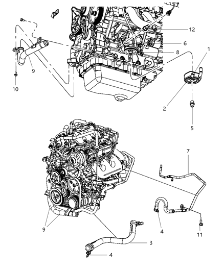 2008 Chrysler Town & Country Tube Water Inlet Diagram for 4781608AB
