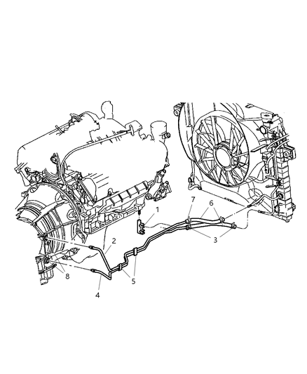 2004 Jeep Grand Cherokee Transmission Oil Cooler & Lines Diagram 2 - Thumbnail