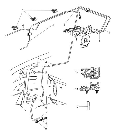 2006 Jeep Commander Brake Lines & Hoses, Front Diagram 1 - Thumbnail