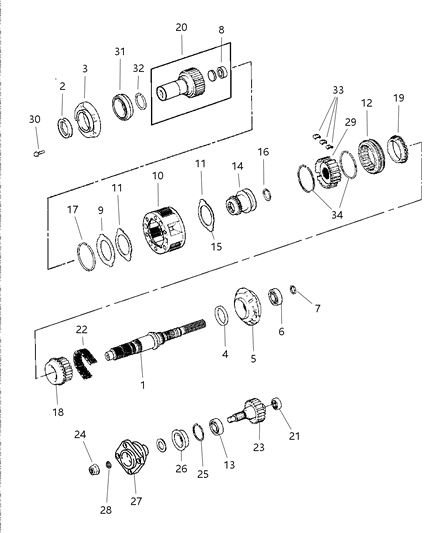 2001 Dodge Ram 3500 Regular Cab Gear Train of Transfer Case Model Diagram 1 - Thumbnail