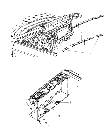 2008 Chrysler Sebring Molding Windshield Diagram for 1HP29DX9AA