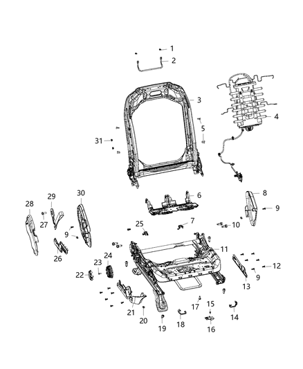 2020 Jeep Wrangler Adjusters, Recliners, Shields And Risers - Driver Seat Diagram 4 - Thumbnail