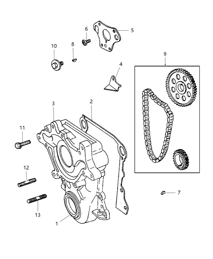 2001 Dodge Ram 3500 Regular Cab Timing Gear & Cover Diagram 1 - Thumbnail