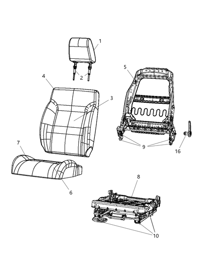 2009 Jeep Liberty Cover Front Seat Cushion Diagram for 1NT331DVAA