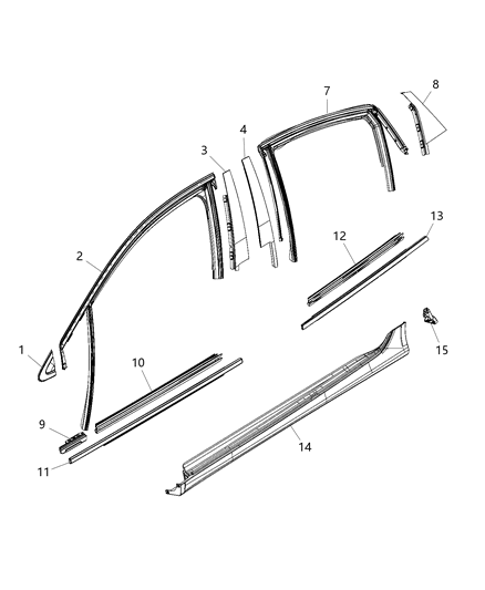 2016 Chrysler 200 Corner Molding, Front Passenger Side Diagram for 1WT241X8AB