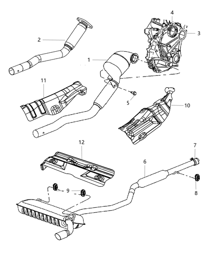 2008 Dodge Caliber Exhaust System Diagram 1 - Thumbnail