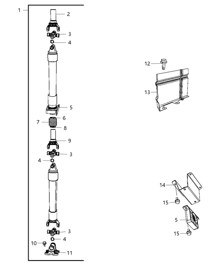 2011 Ram Dakota Shaft - Drive of Rear Axle; Differential And Drive Line Diagram 1 - Thumbnail
