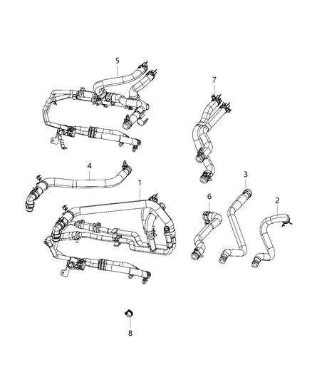 2014 Dodge Journey Hose Heater Supply And Return Diagram for 5058527AD