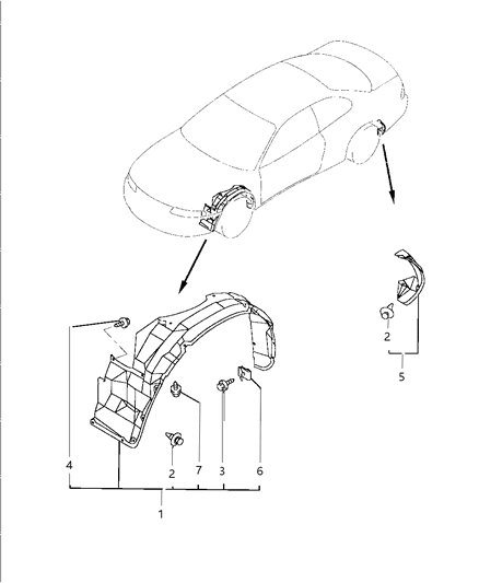 1999 Chrysler Sebring Splash Shield Diagram for MR296322