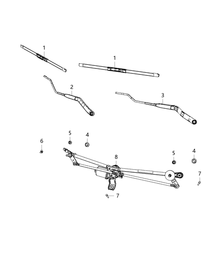 2019 Ram 3500 Pickup Wiper System, Front Diagram