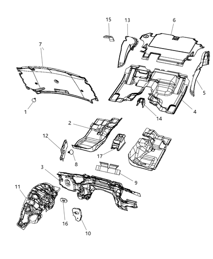 2009 Jeep Liberty Silencer Load Floor Diagram for 55197379AD